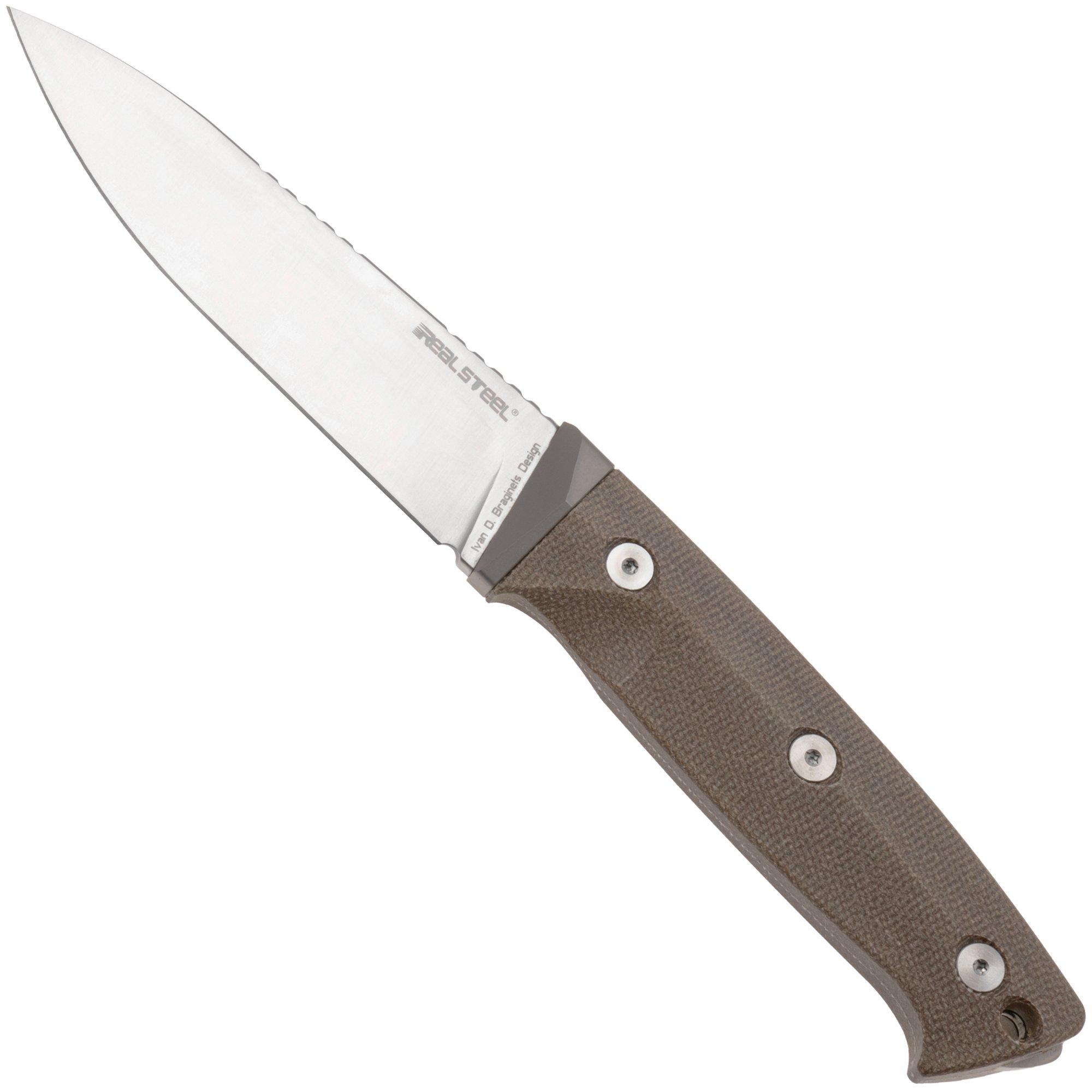 Real Steel Black Thorn 3621NM, Satin K110, Natural Micarta Fahrtenmesser, Ivan Braginets Design