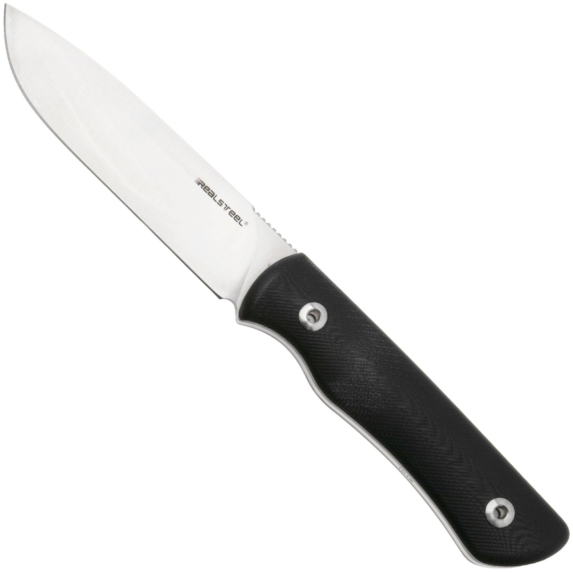Real Steel Bushcraft Plus II Full Flat Grind 3721F Black G10, Bushcraft Messer