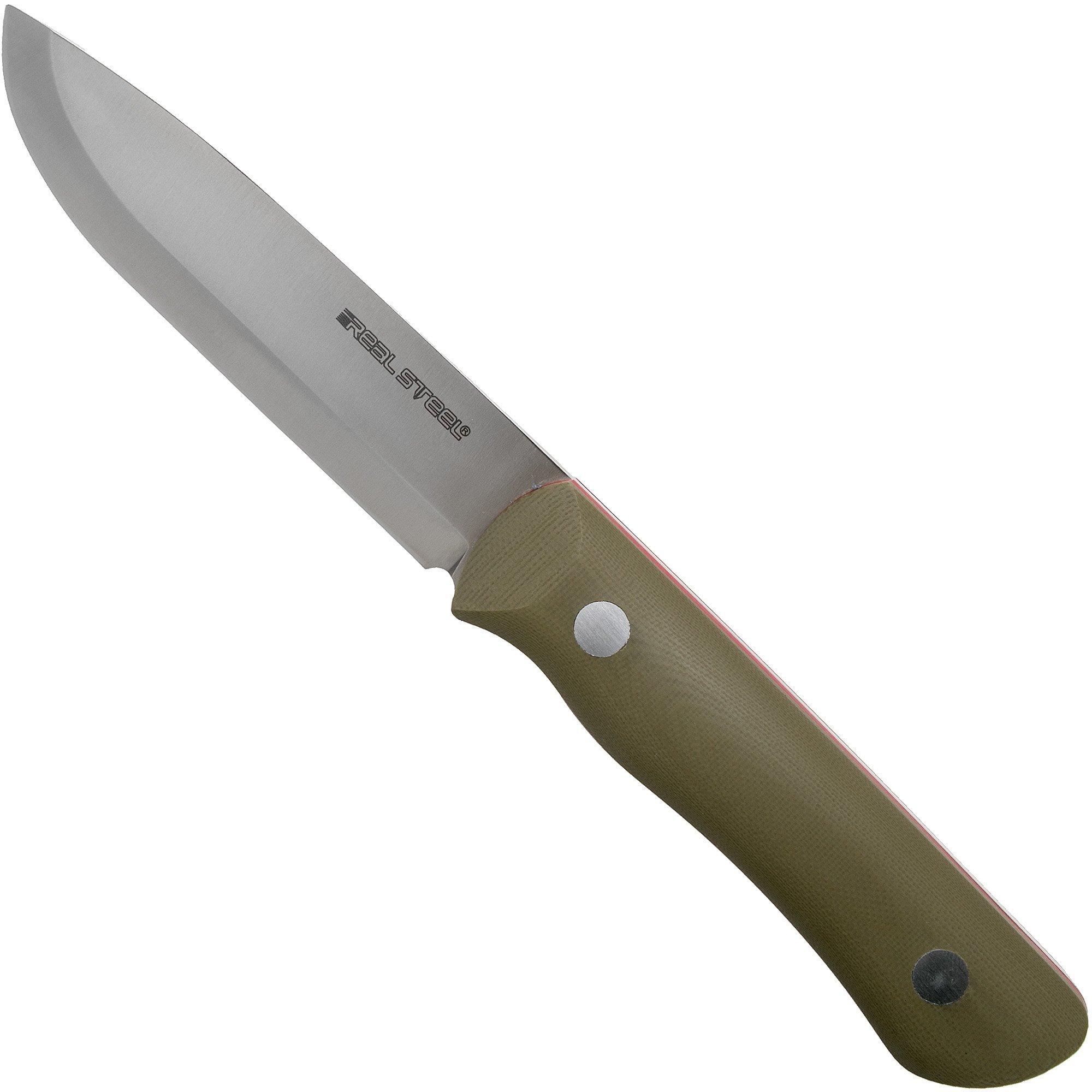 Real Steel Bushcraft III Messer – Schwarz, 21,9 Cm, D2-Stahl, G10-Griff, Feststehend