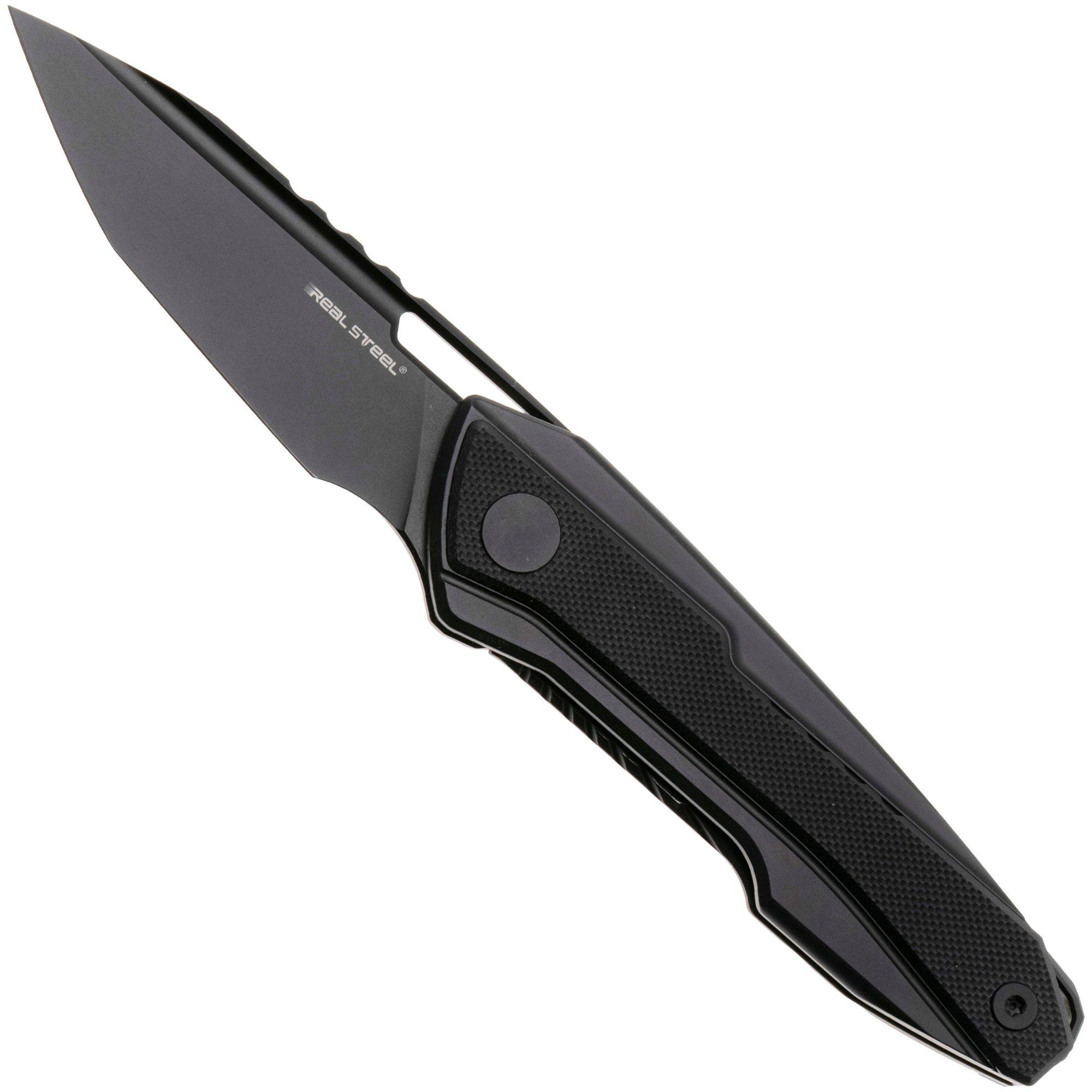 Real Steel Bullet 5221B Bullet PVD S35VN, Black Titanium Black G10 Inlay, couteau de poche
