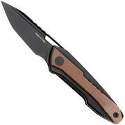 Real Steel Bullet 5221NM PVD S35VN, Black Titanium Brown Micarta Inlay, zakmes