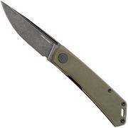 Real Steel Luna Phantom Flipper 7007GB Blackwashed D2, OD Green G10, Taschenmesser, Jakub Wieczorkiewicz Design