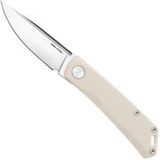 Real Steel Luna Phantom Flipper Double Detent 7008IS Satin D2, Ivory G10, zakmes