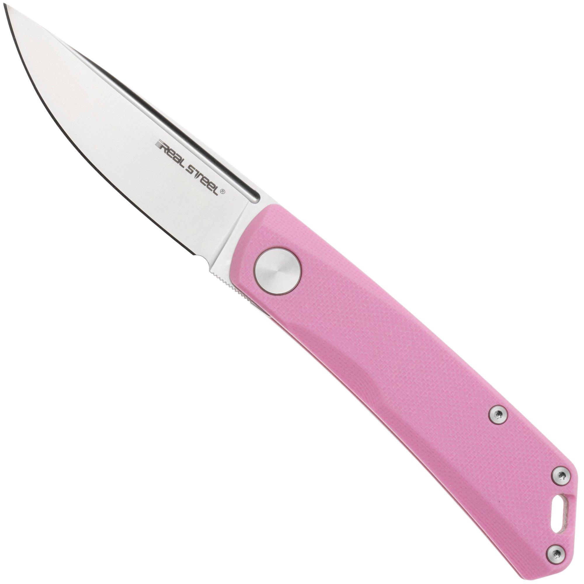 Real Steel Luna Lite 7040 Satin D2, Pink G10, pocket knife