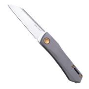 Real Steel Solis 7062G Beadblast Titanium, Gold, slipjoint couteau de poche, design Poltergeist