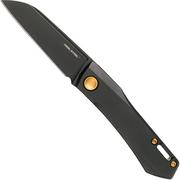 Real Steel Solis 7063G Black Titanium, Gold, coltello da tasca slipjoint, Poltergeist design