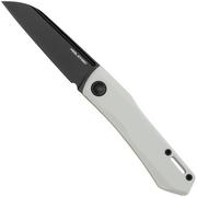 Real Steel Solis Lite 7064WB Black D2, White G10, couteau de poche slipjoint