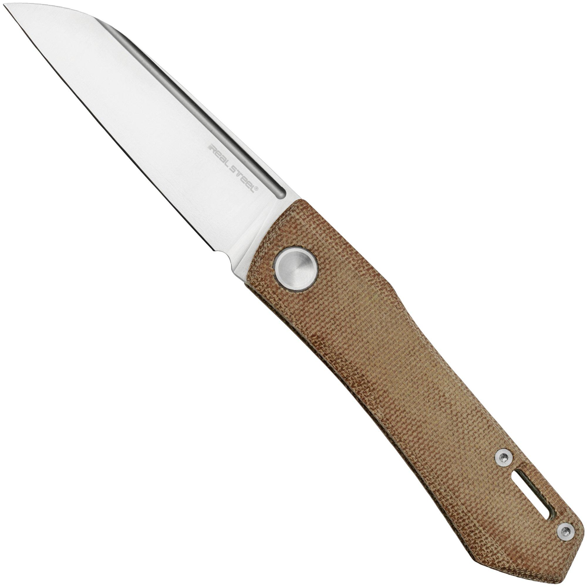Real Steel Solis 7065NM, N690, Natural Micarta Knivesandtools Exclusive pocket knife, Poltergeist design
