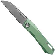 Real Steel Solis 7066SG Stonewashed N690 Sheepfoot, Spring Green Titanium, navalha slipjoint, Poltergeist design