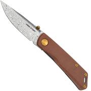 Real Steel Luna Boost Premium, Damascus, Brown Micarta, couteau de poche Knivesandtools Exclusive