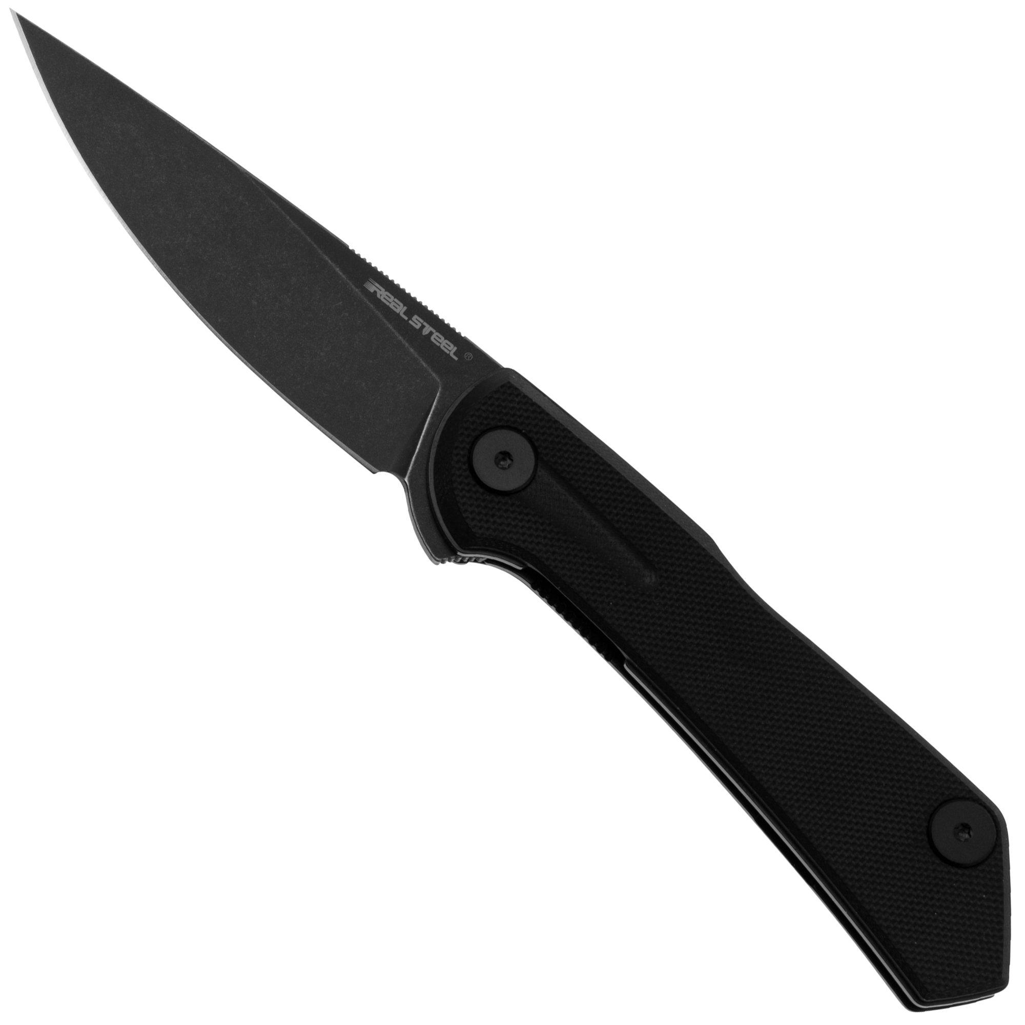 Nóż składany Real Steel Valore 7091BB Blackwashed Nitro-V, Black G10, projekt Poltergeist