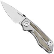 Real Steel Delta 2600, 7101G Stonewased S35VN, Titanium Green Micarta Inlay, pocket knife