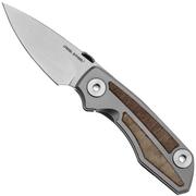 Real Steel Delta 2600, 7101N, Stonewashed S35VN, Titanium Natural Micarta Inlay, navaja