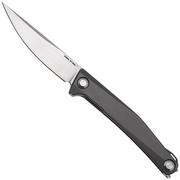 Real Steel Teres Flipper 7111GS Nitro-V Satin, Grey Aluminum, coltello da tasca, design di Poltergeist