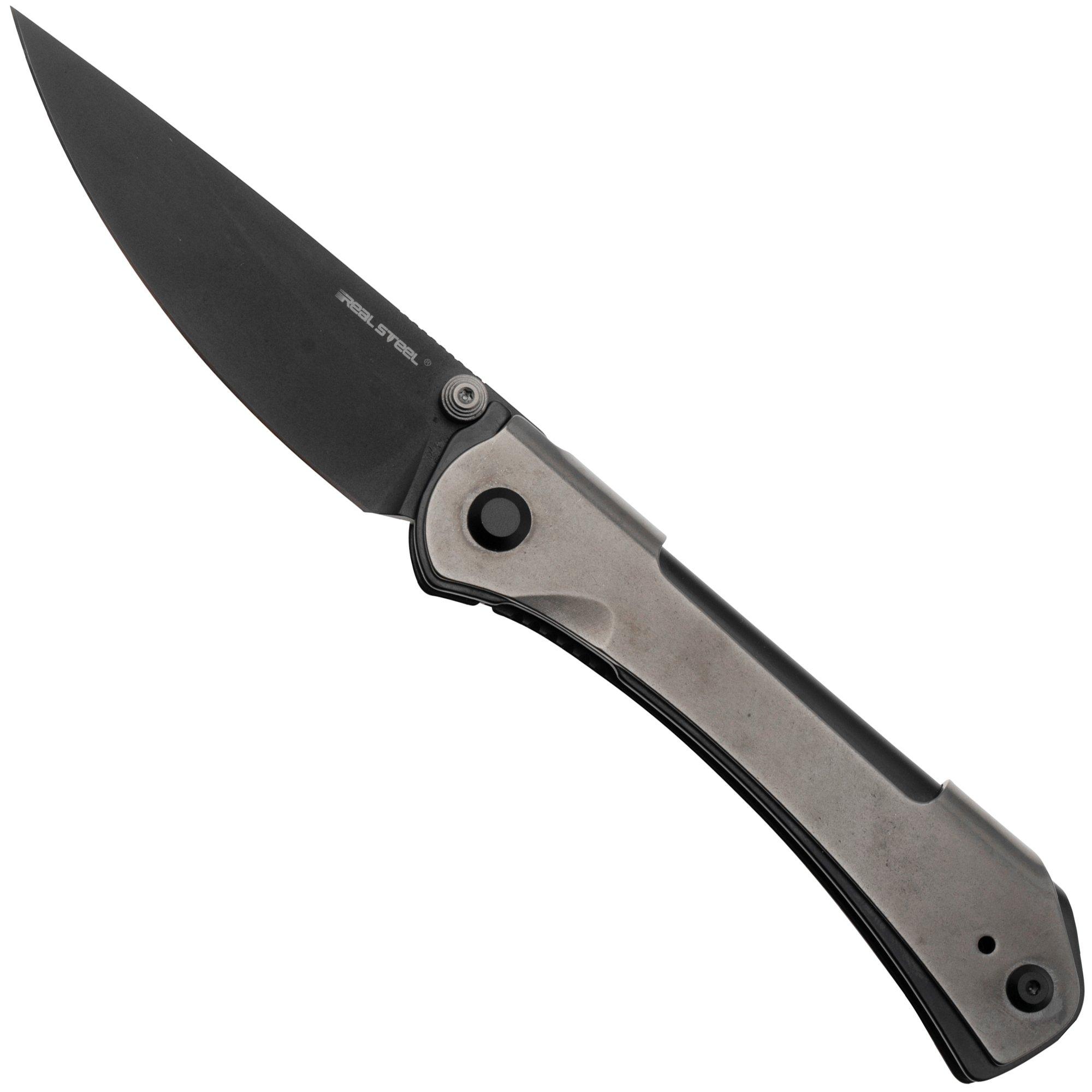 Nóż składany Real Steel SYLPH 7141BG, Black Nitro-V, Grey Hardware, projekt Poltergeist