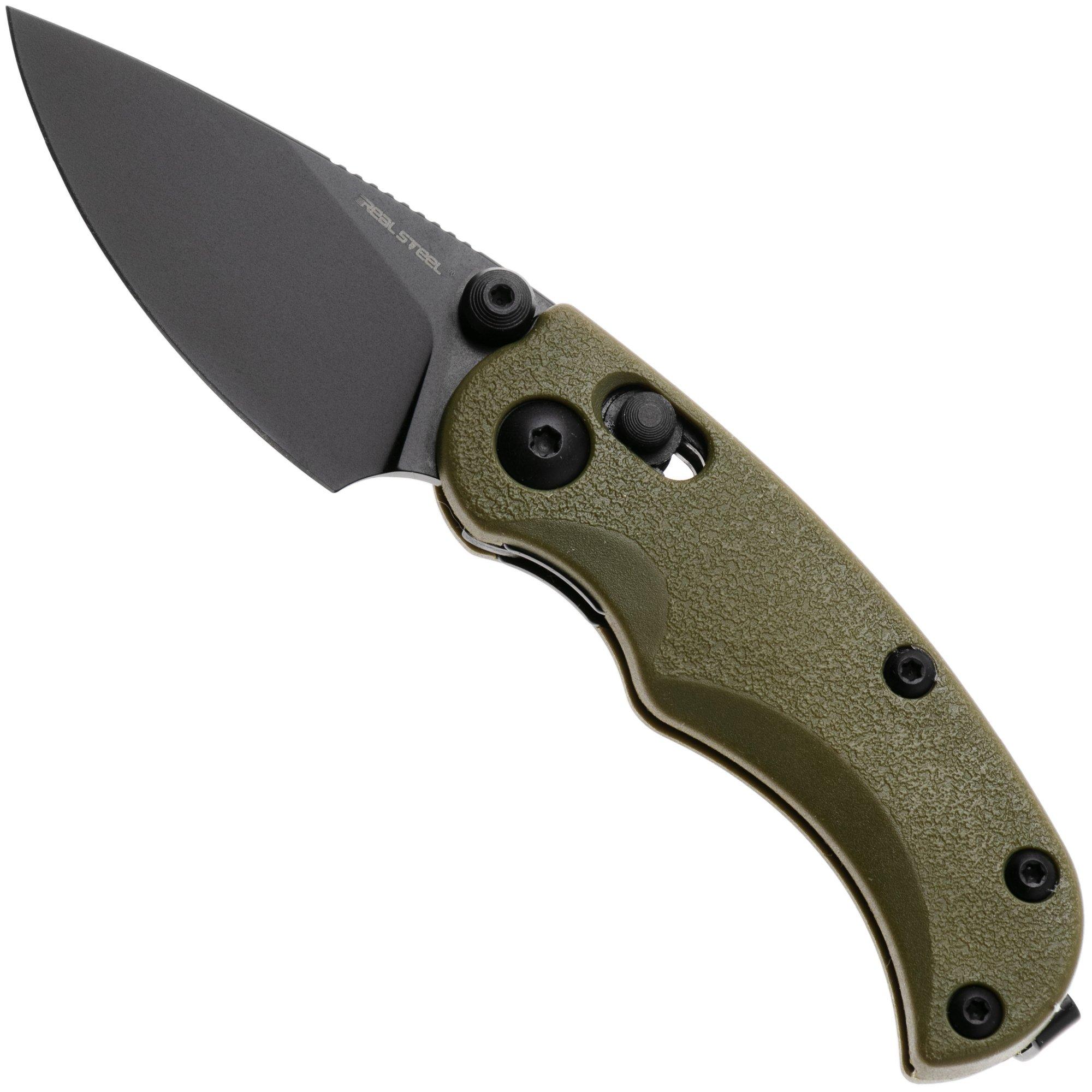 Real Steel Esca 7181BG Black PVD 12C27, Green GFN, zakmes, Jakub Wieczorkiewicz design