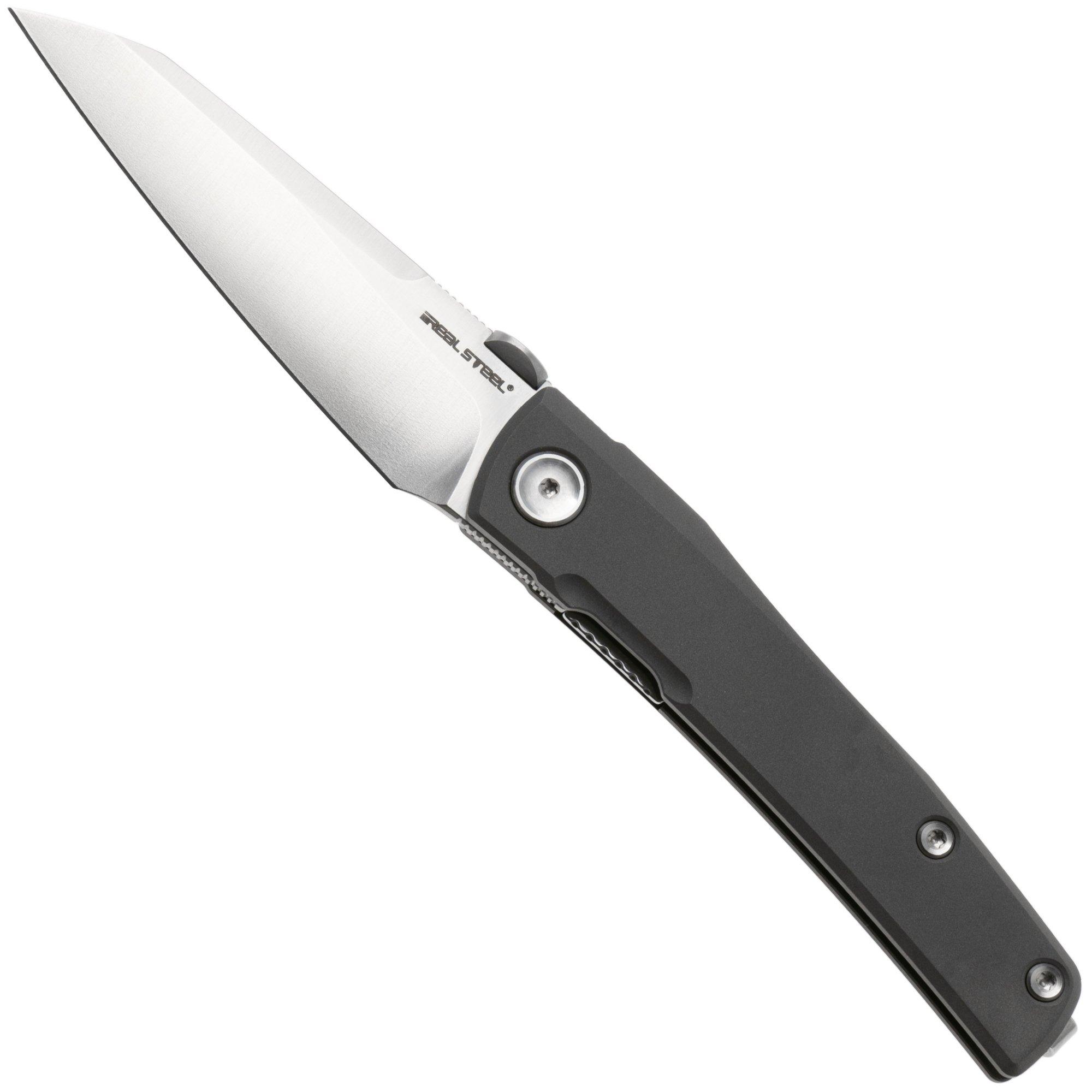 Real Steel Destra 7221T Satin CPM S35VN, Grey Titanium, zakmes, Poltergeist Design