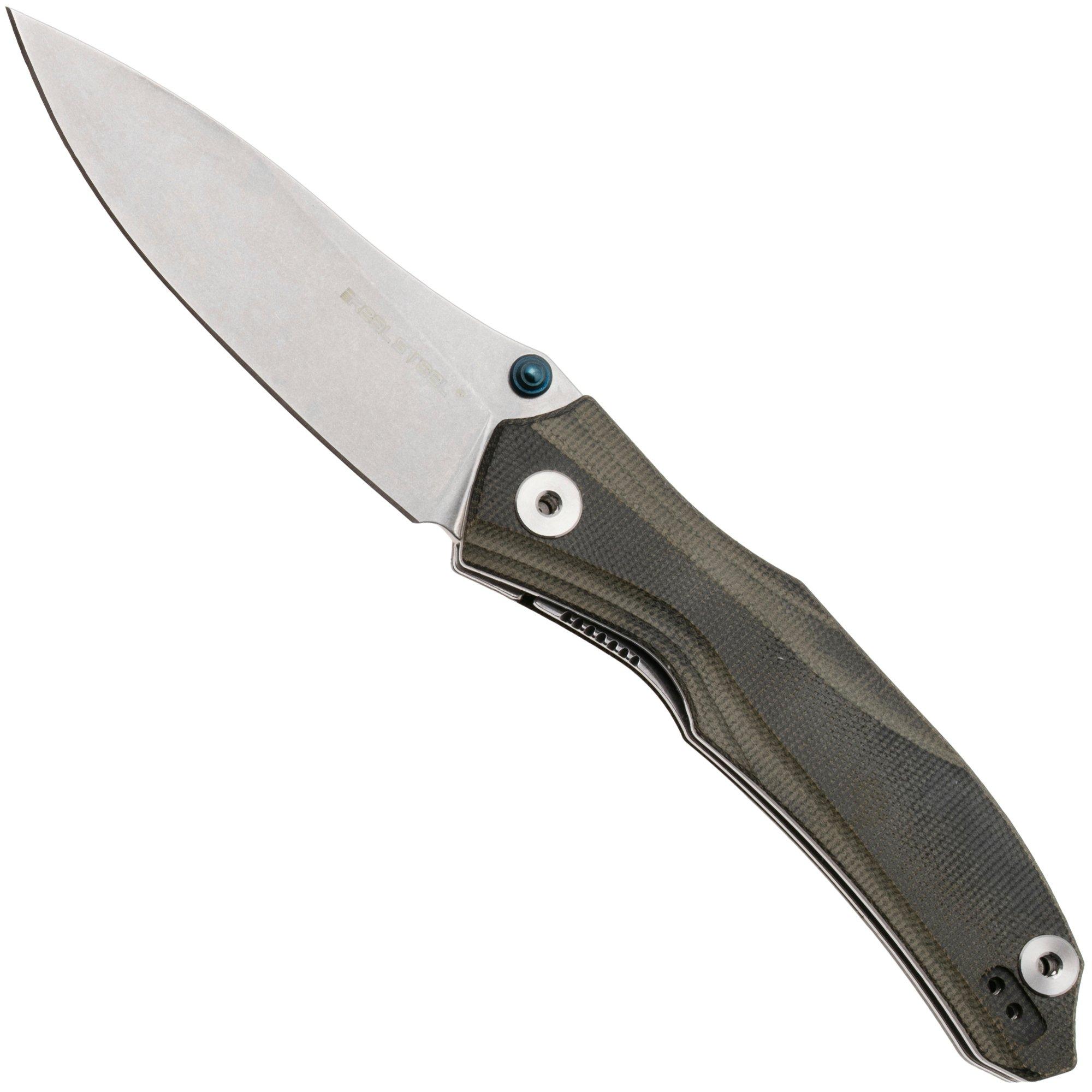 Real Steel Horus E802 Stonewashed 14C28N, Grey Micarta, zakmes