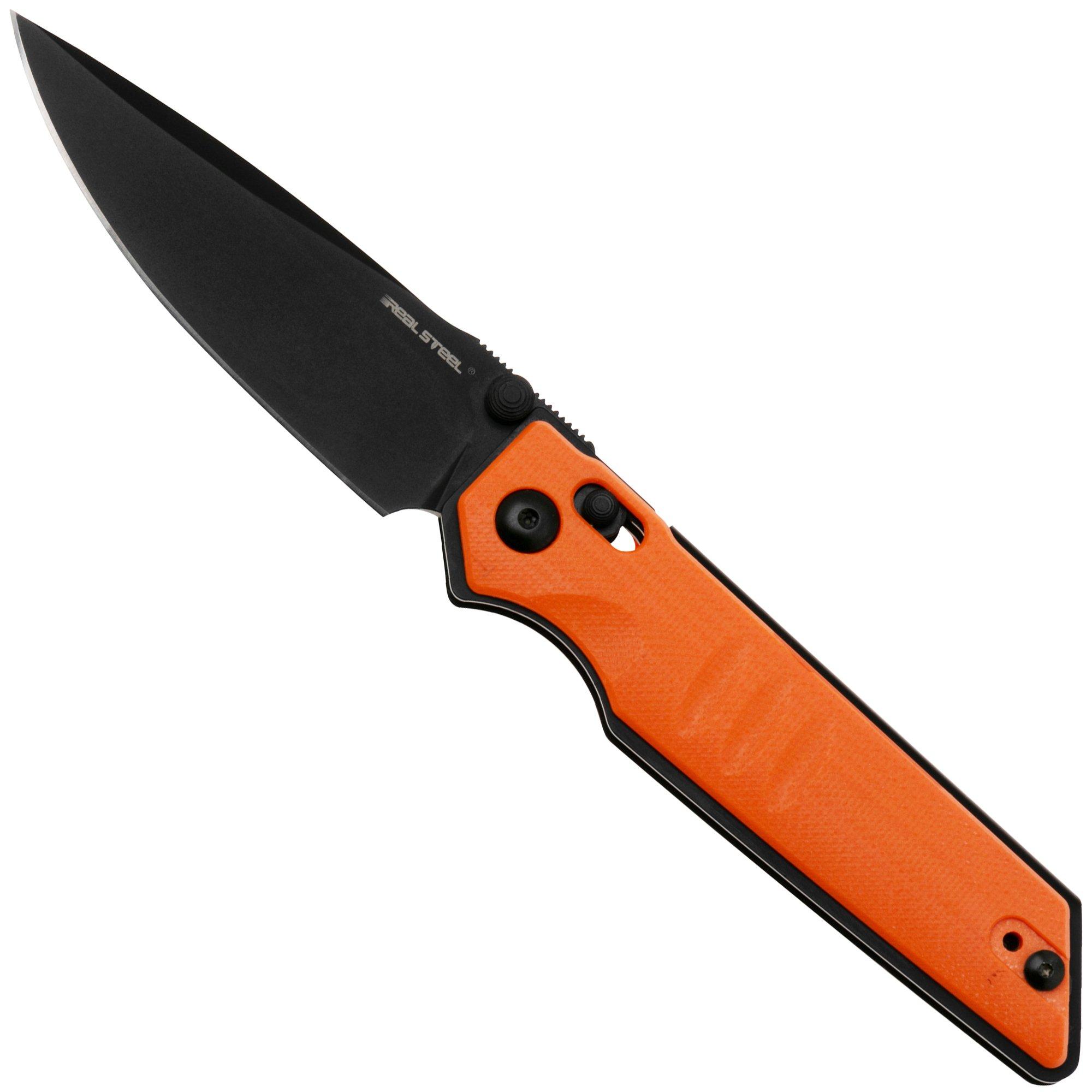 Real Steel Sacra 7711OB Black Böhler K110, Orange G10, Taschenmesser