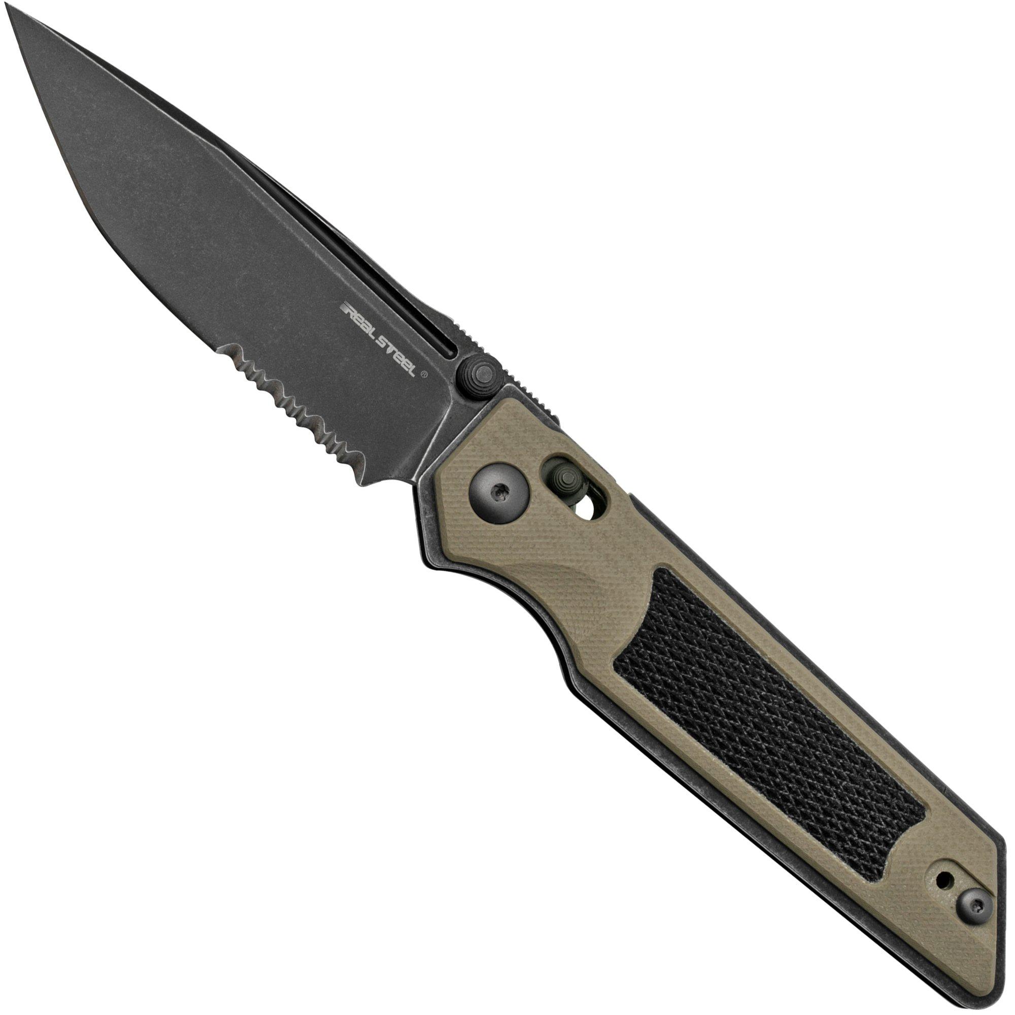 Real Steel Sacra TAC 7713C, K110 Serrated Coyote G10, pocket knife