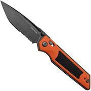 Real Steel Sacra TAC 7713OB, K110 Serrated Orange Black G10, coltello da tasca