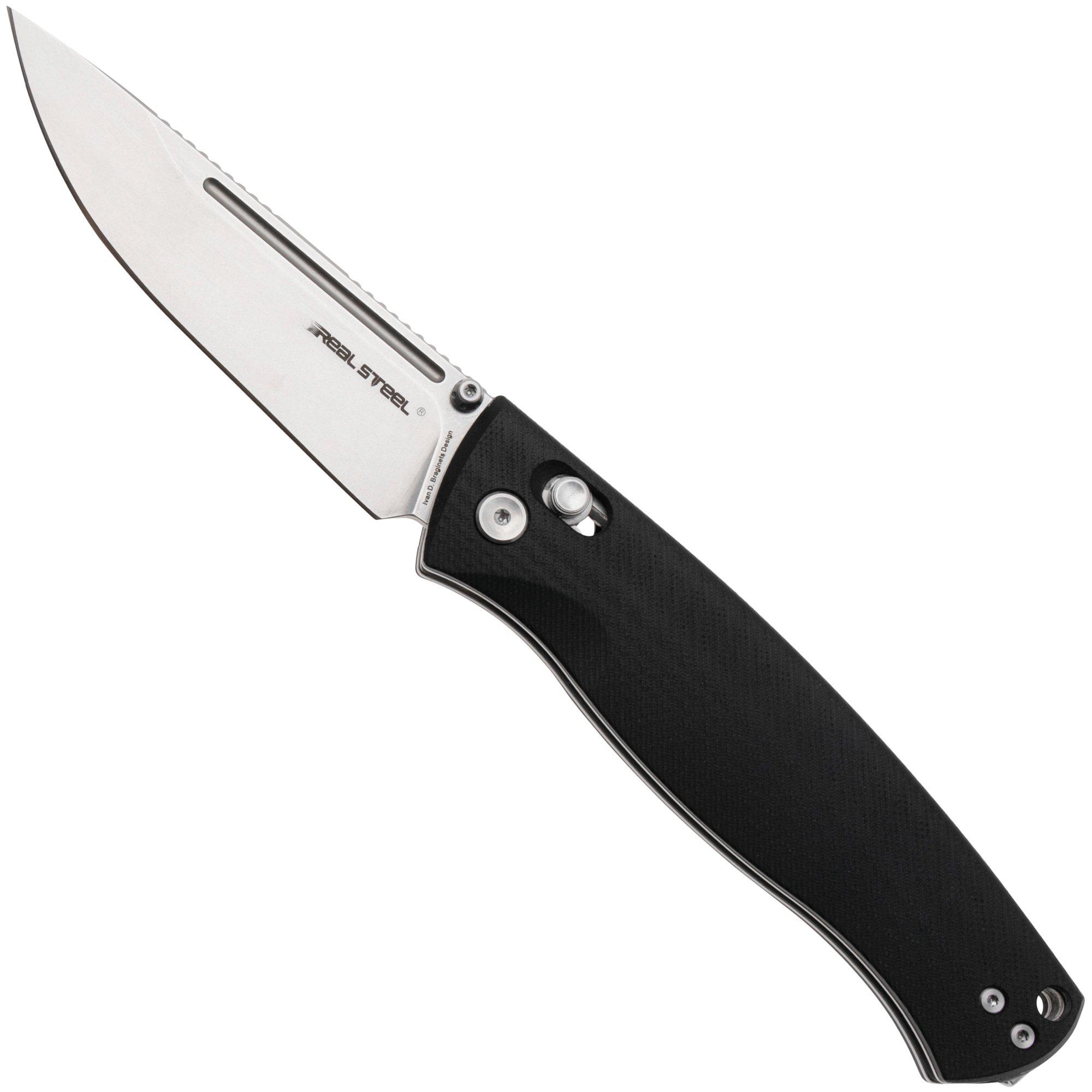 Real Steel Pathfinder FFG 7851BS, Stonewash, Black G10 couteau de poche, Ivan D. Braginets design