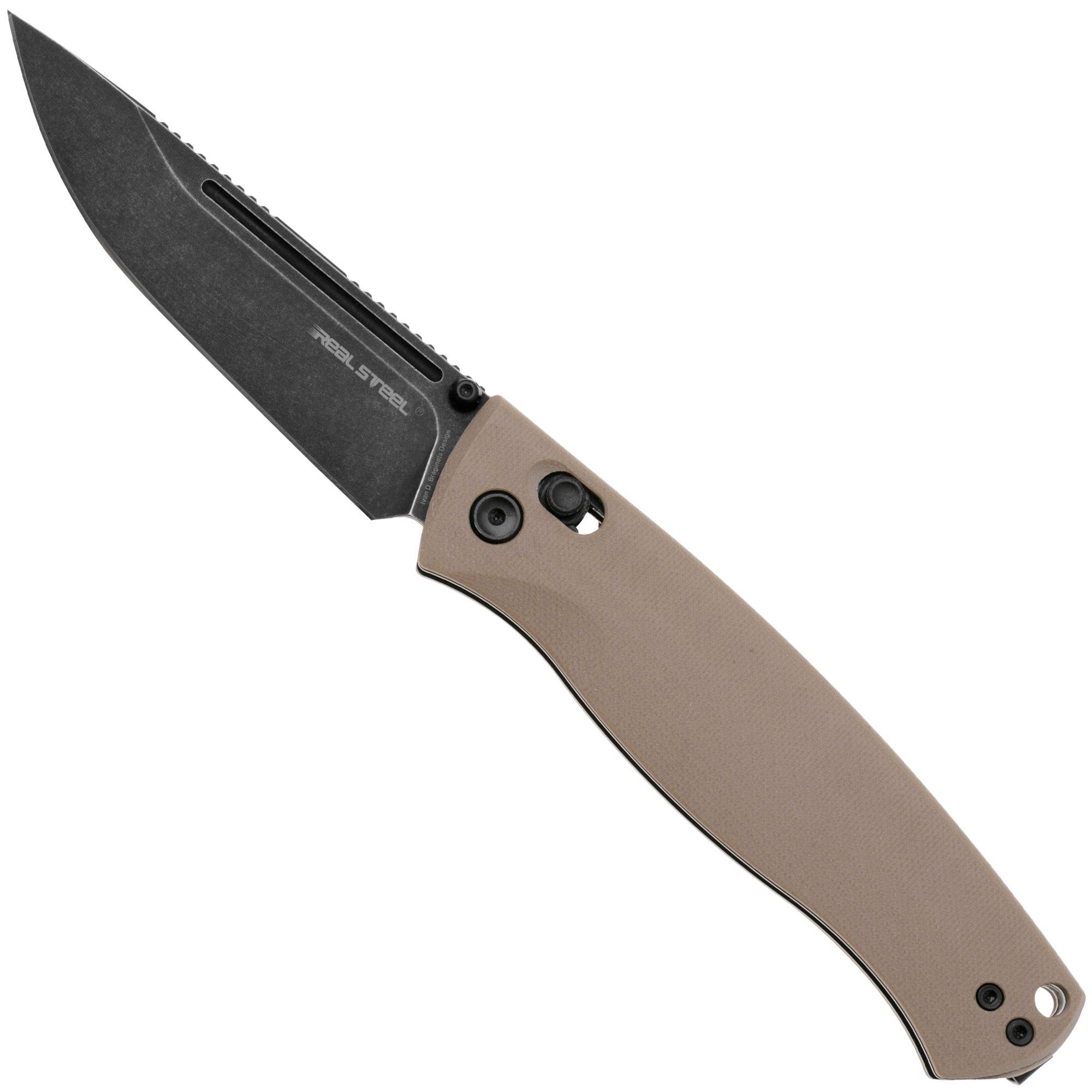 Real Steel Pathfinder FFG 7851CB Blackwashed 14C28N, Coyote G10, Taschenmesser, Ivan D. Braginets design