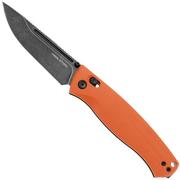Real Steel Pathfinder FFG 7851OB Blackwashed 14C28N, Orange G10, pocket knife, Ivan D. Braginets design