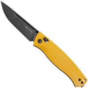 Real Steel Pathfinder FFG 7851YB Blackwashed 14C28N, Yellow G10, pocket knife, Ivan D. Braginets design