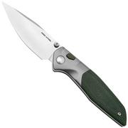 Real Steel Hoeft 7901GM Satin S35VN, Green Micarta Taschenmesser, Austin Fox Design