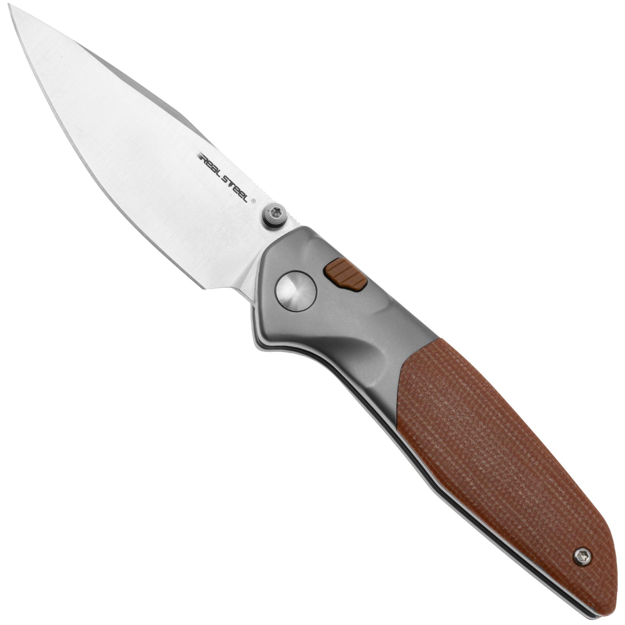 Real Steel Hoeft 7901NM Satin S35VN, Natural Micarta Taschenmesser, Austin Fox Design