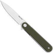 Real Steel Iris Flipper 8061AG Satin 12C27, OD Green G10, coltello da tasca 