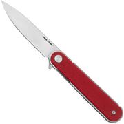 Real Steel Iris Flipper 8061AR Satin 12C27, Red G10, pocket knife