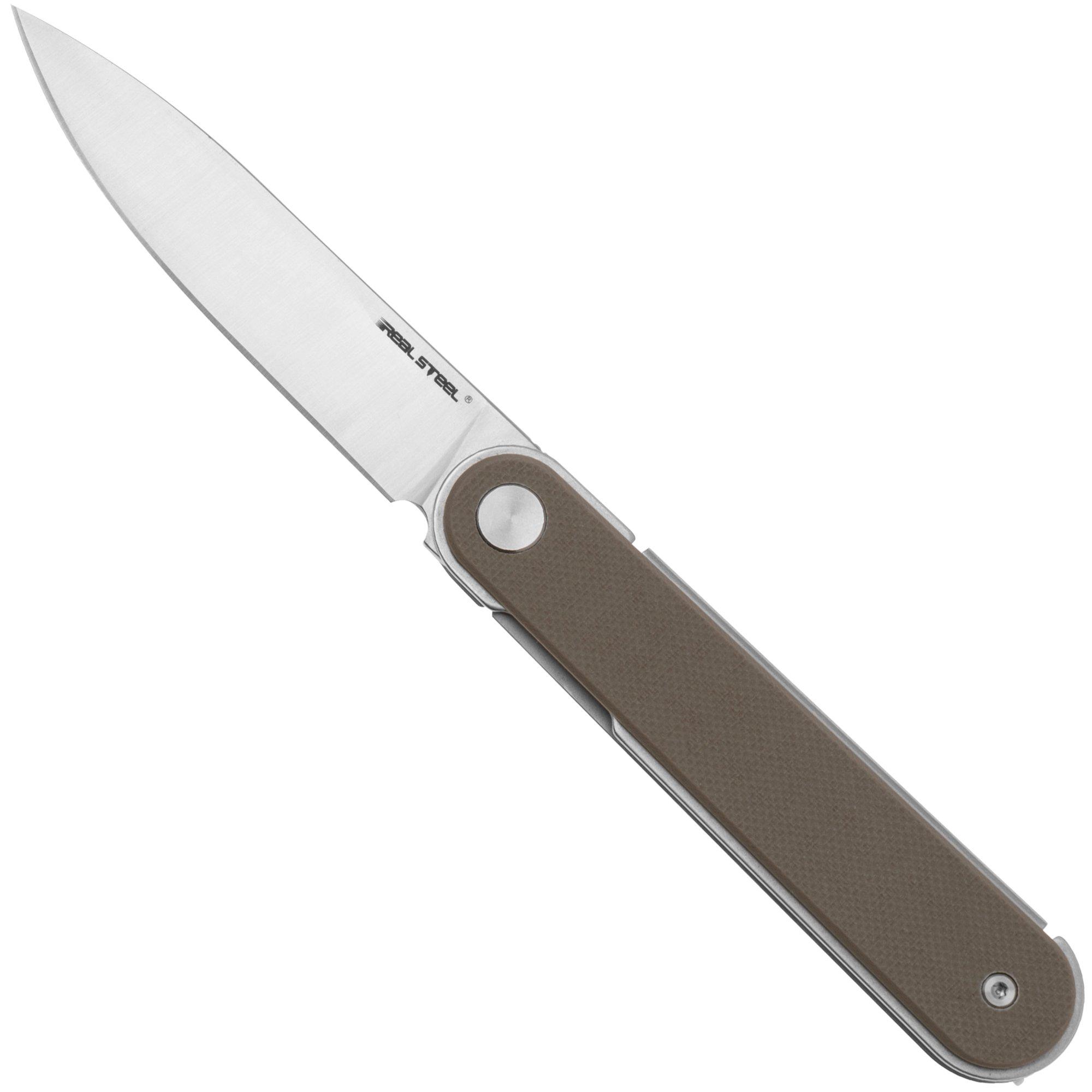 Nóż składany Real Steel Iris Front Flipper 8061BC Satin 12C27, Coyote G10