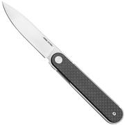 Real Steel Iris Front Flipper 8061BF Satin 12C27, Carbon Fiber G10, navalha