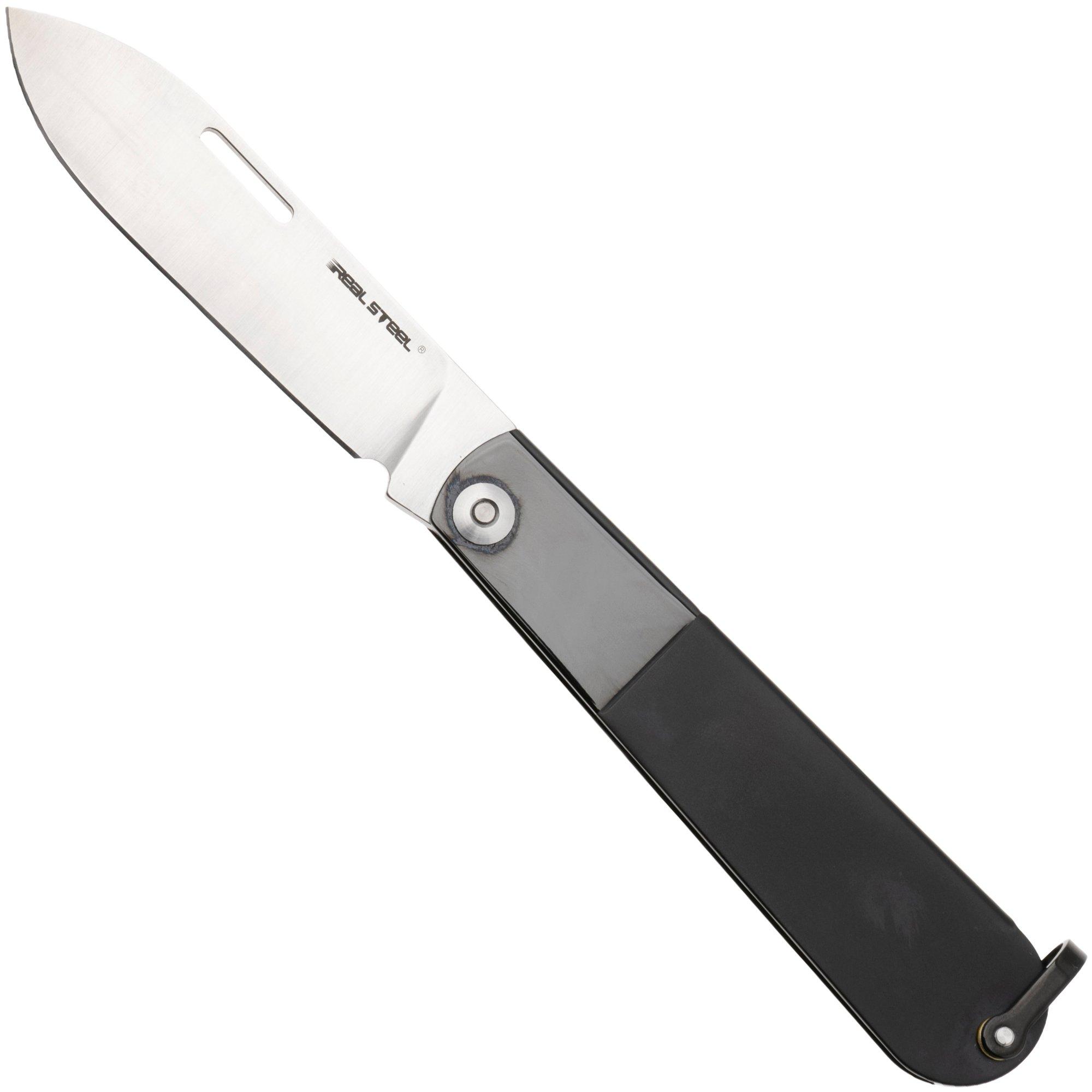 Real Steel Barlow RB-3 8341B, Satin 12C27, Black Stainless Steel pocket knife