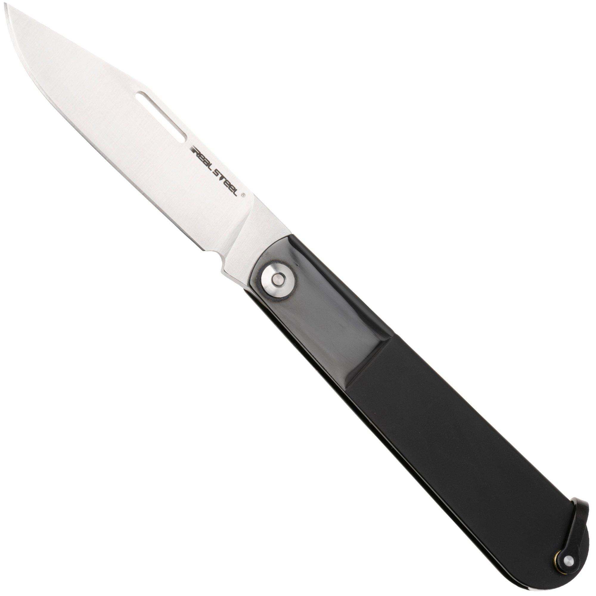 Real Steel Barlow RB-3 8342B, Satin 12C27, Black Stainless Steel pocket knife