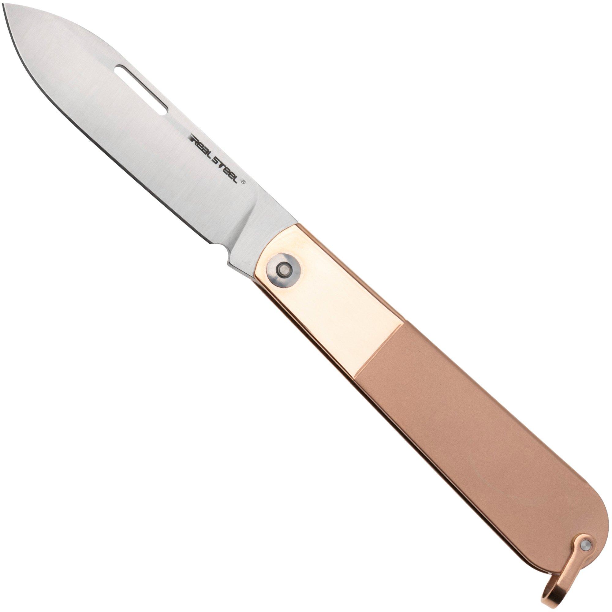 Real Steel Barlow RB-3 8341G, Satin 12C27, Rose Gold Stainless Steel pocket knife
