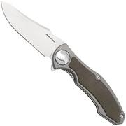  Real Steel Exorcist 9412GM, Stonewashed CPM S35VN, Sandblasted Titanium, Green Micarta Inlay zakmes, Carson Huang design
