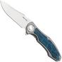 Afbeelding voor Real Steel Exorcist 942d CPM S35VN, Sandblasted Titanium, Blue Damascus G10 Inlays zakmes, Carson Huang design