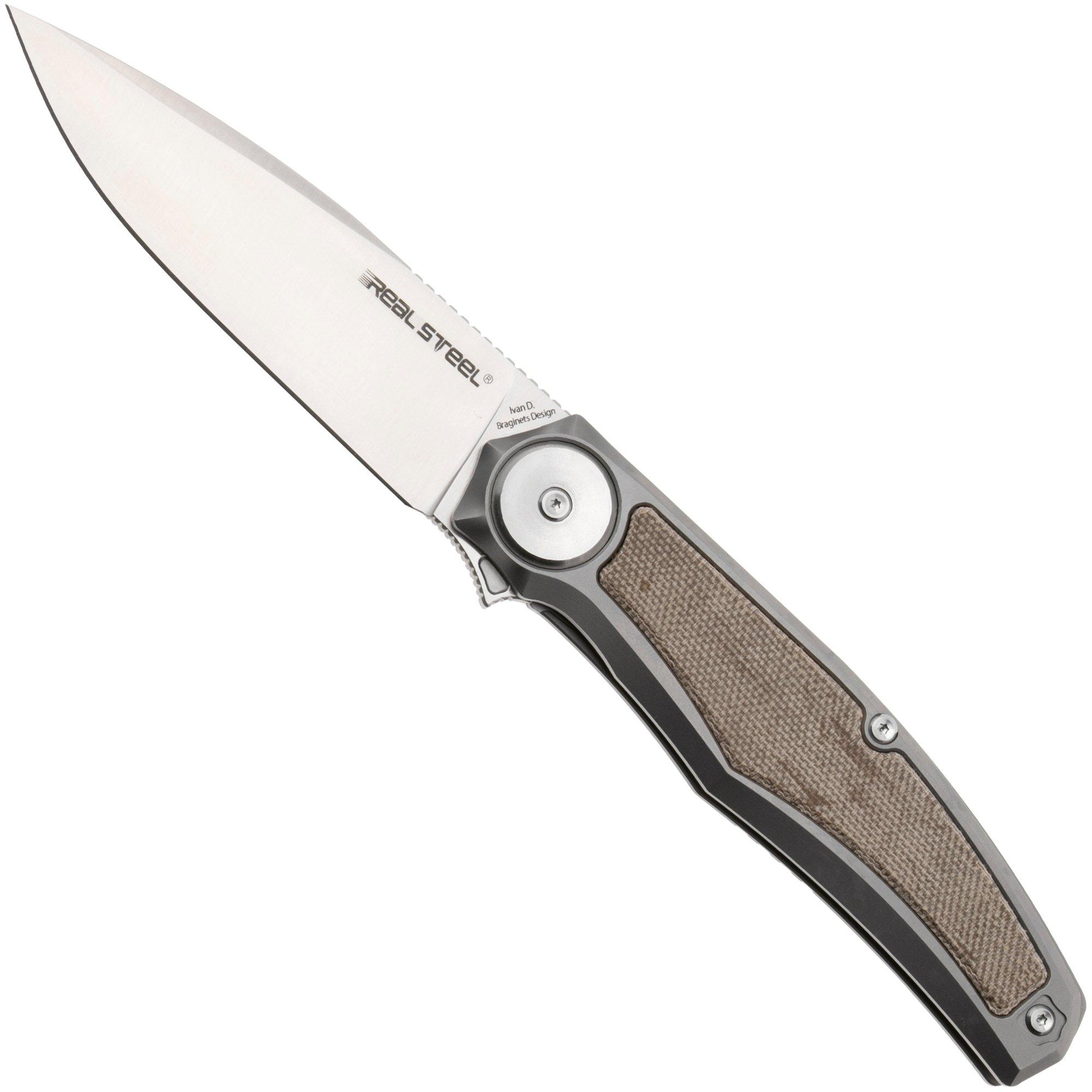 Real Steel Avangard 9781 Satin M390, Titanium Green Micarta, couteau de poche, Ivan Braginets design