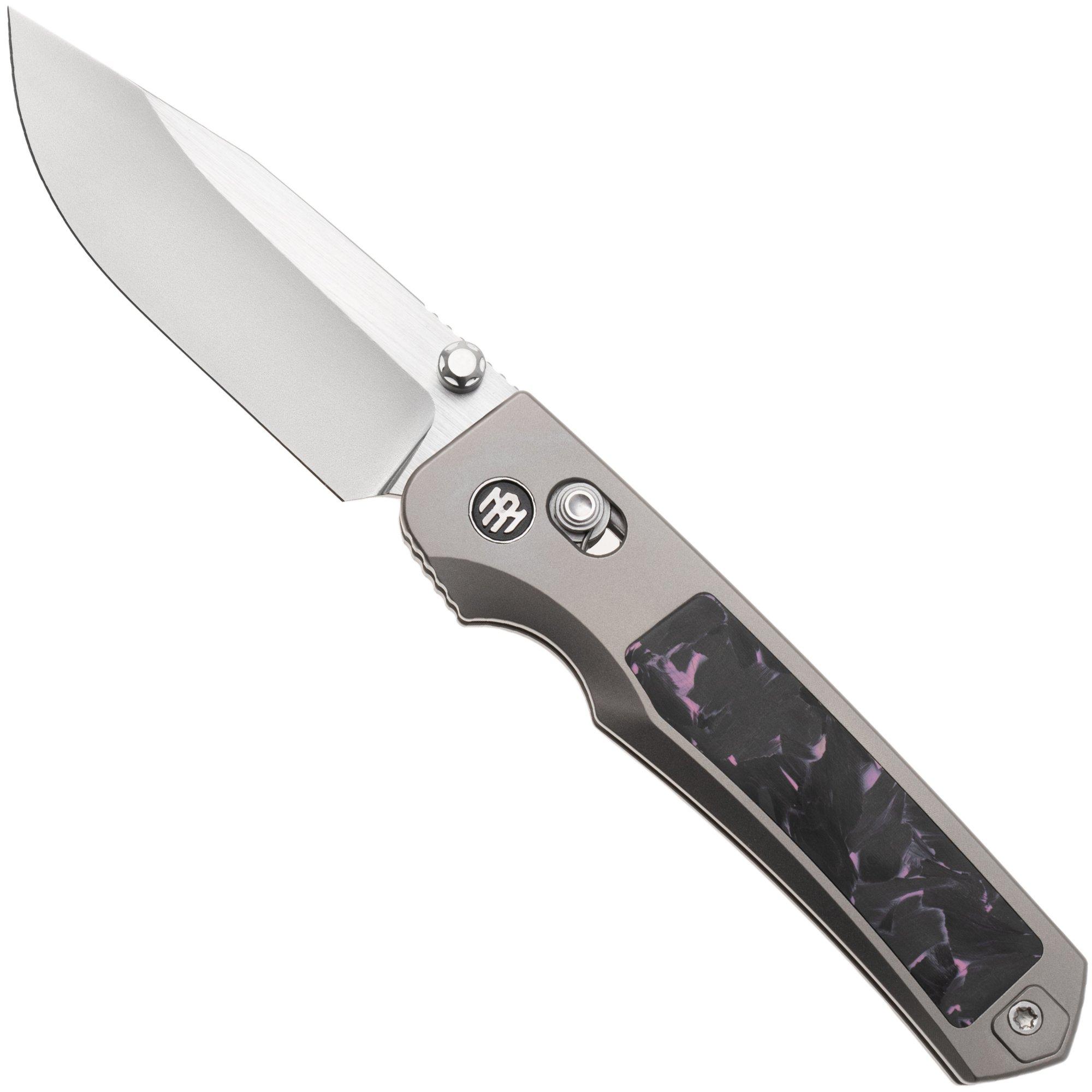 Remette RT-Aurora Crossbar Lock AURA-P Two-Tone M390, Titanium, Pink Black Carbon Fiber, navaja