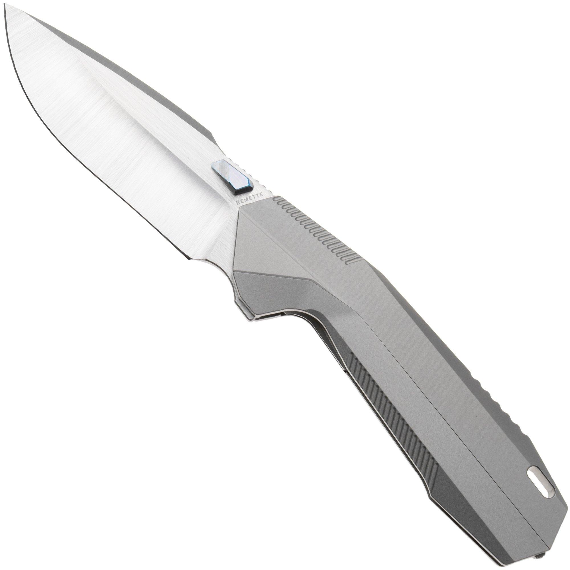 Remette RT-WK1-E M390 Belt Satin, Grey Titanium, couteau de poche