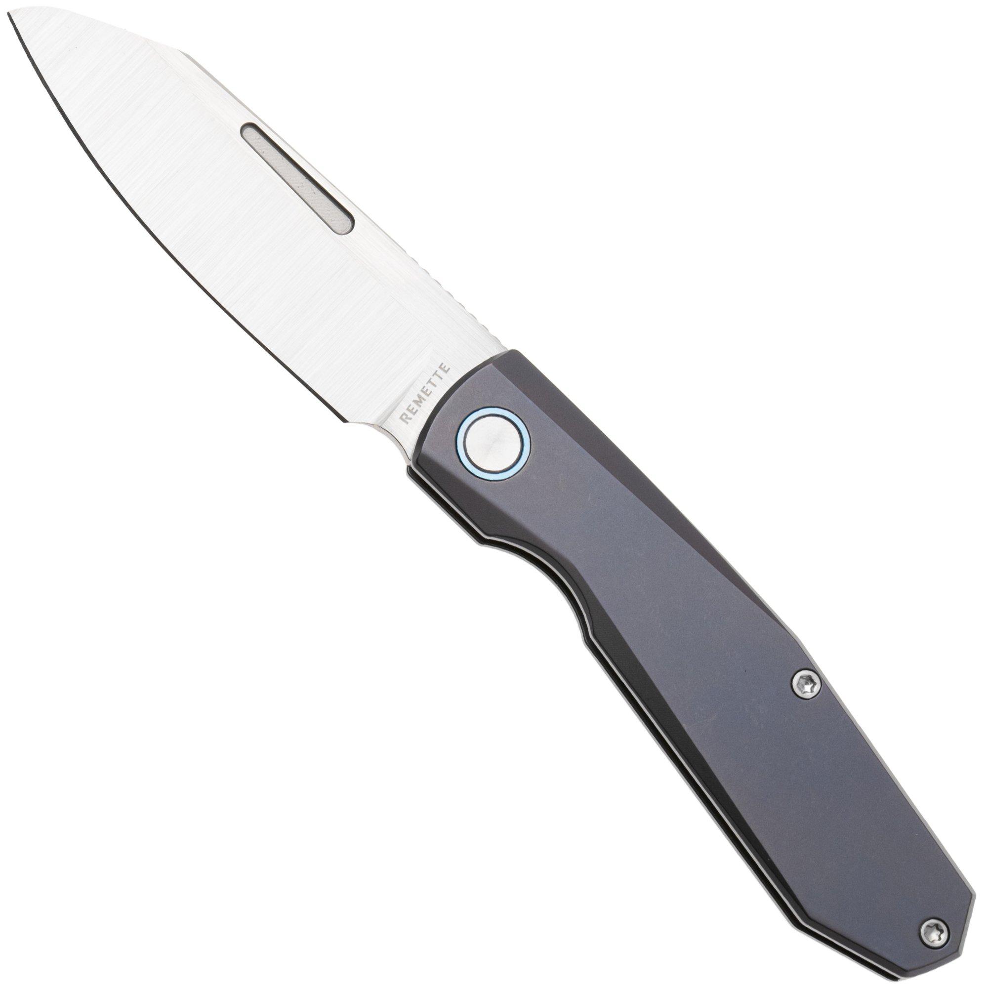 Remette RT-Squirrel Slip Joint RTDP-C Satin M390, Blue Titanium, pocket knife