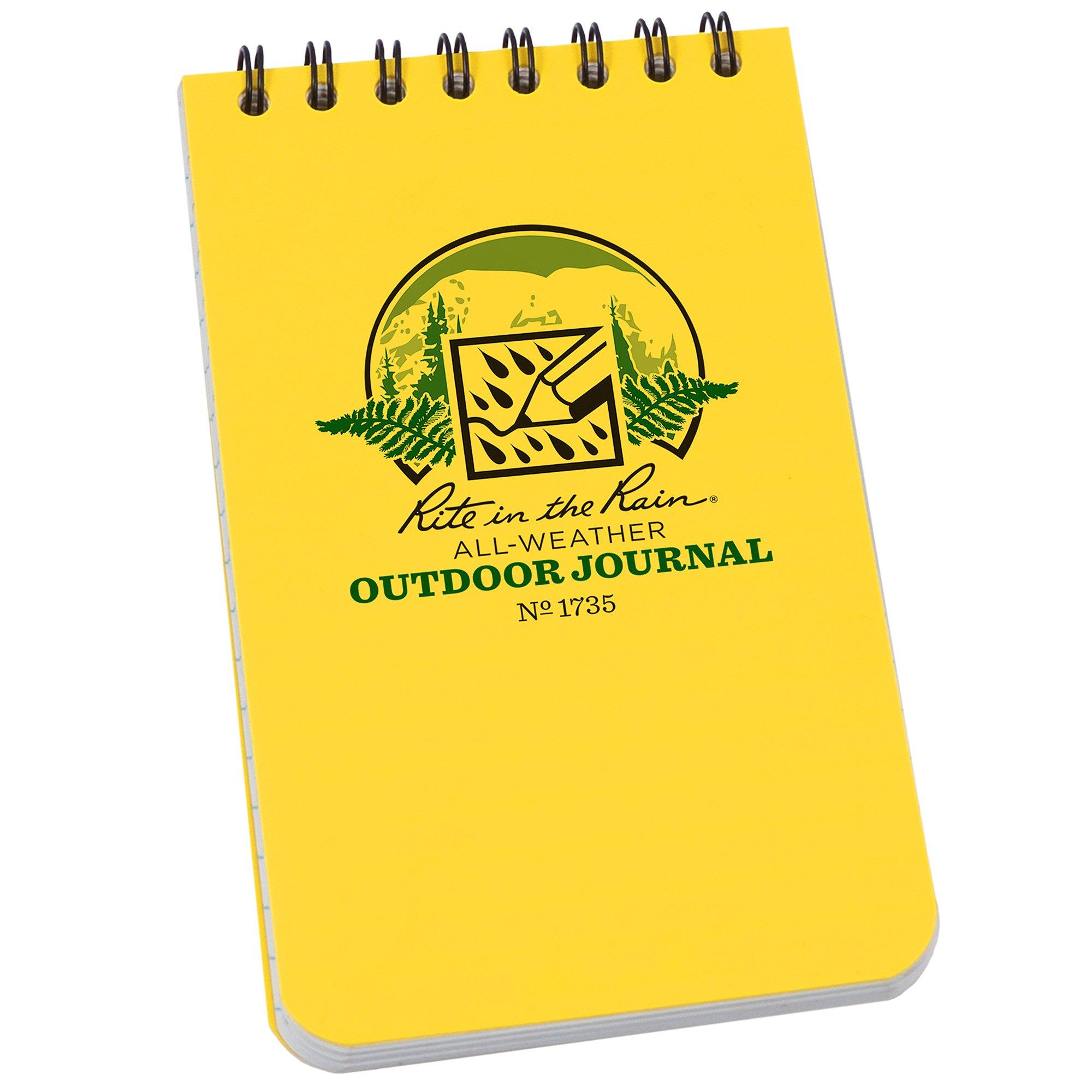 Rite in the Rain Top Spiral Notebook 1735, 3" x 5", Yellow, Outdoor