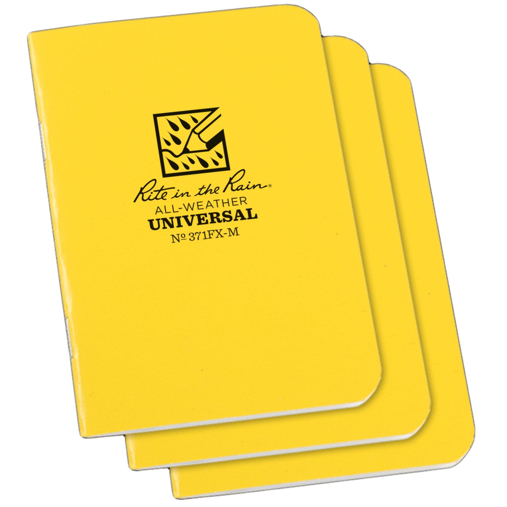 Rite in the Rain Stapled Notebooks 371FX-M, 3 1/4" x 4 5/8", Yellow, Notizbuch, 3 Stück