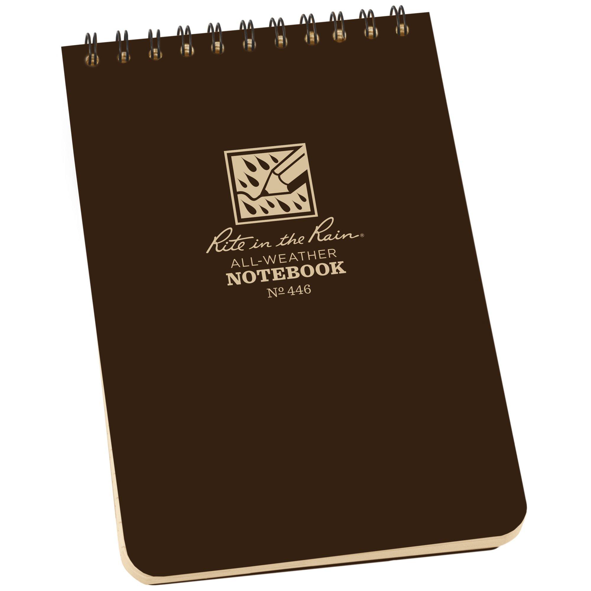 Rite in the Rain Top Spiral Notebook 446, 4" x 6", Brown, Notizblock