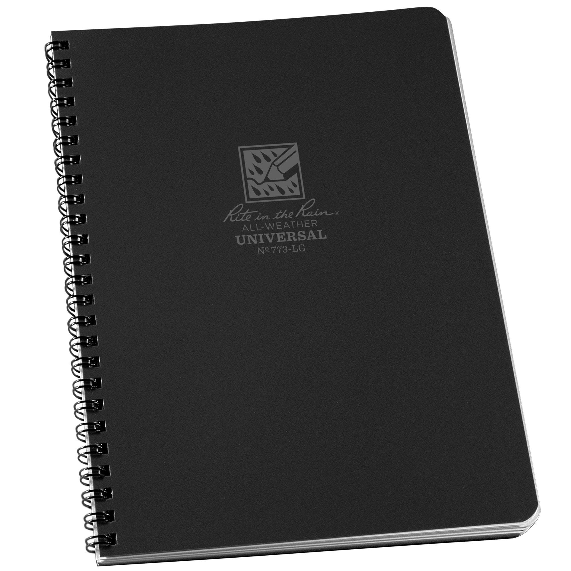 Rite in the Rain Side Spiral Notebook 773-LG 6 5/8" x 8 1/2", Black, Line Grid, Notizbuch