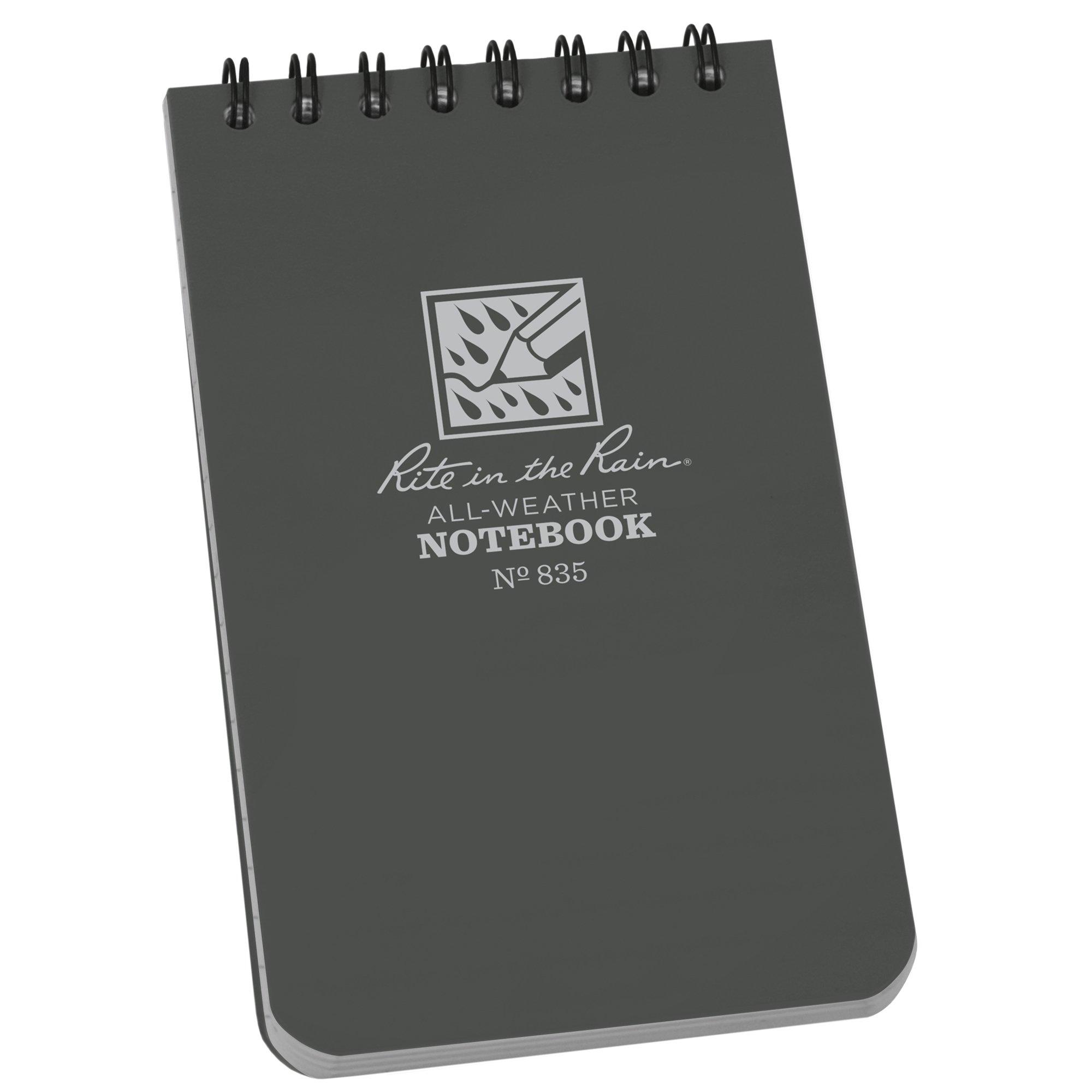 Rite in the Rain Top Spiral Notebook 835, 3" x 5", Gray, Notizblock