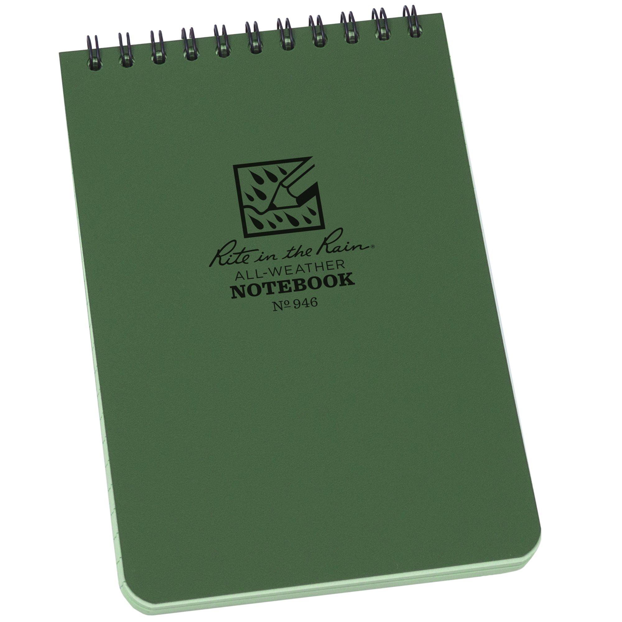 Rite in the Rain Top Spiral Notebook 946, 4" x 6", Green, Notizblock